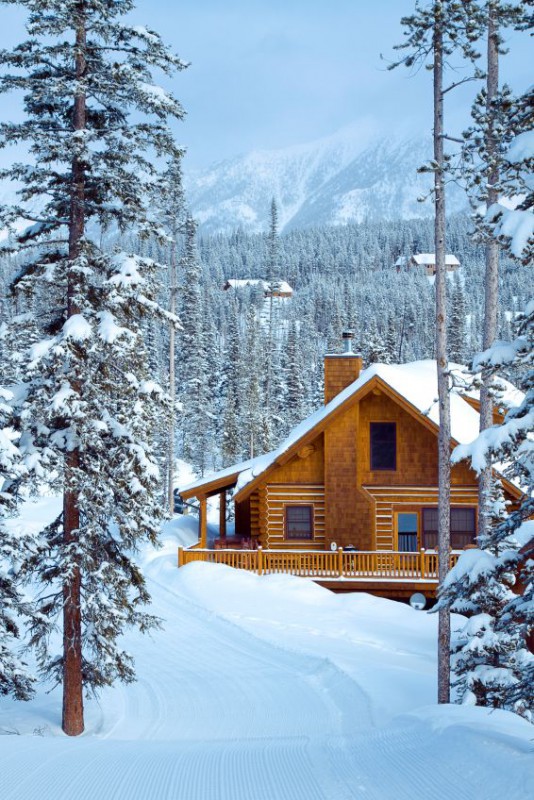 Log cabin in the mountains